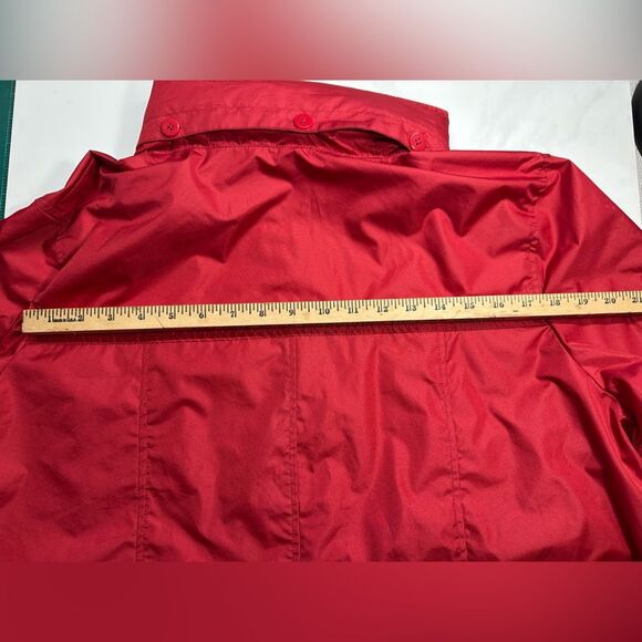 Woolrich Red Raincoat, Lightweight, Hooded, Zipper & Button Closure, Women's XXL - Picture 15 of 16
